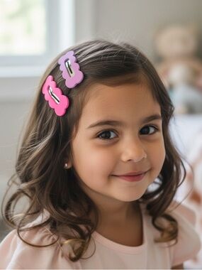 Kids  Cloud-Shaped Hair Clips in Pink and Lavender